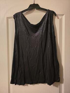 August Max Woman Black Metallic Sleeveless Tank Top Plus Size 2X